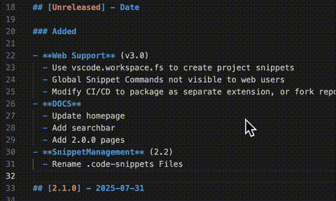 snippet in a md file
