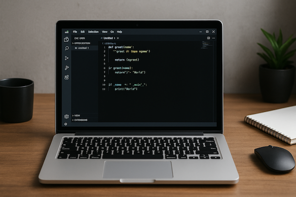 vscode on a laptop