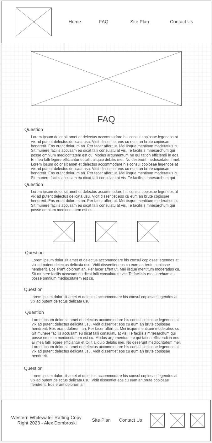 FAQ page wireframe